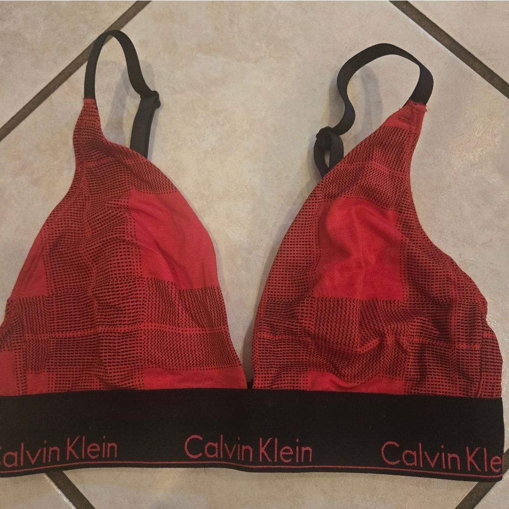 Calvin Klein Red and Black Bralette SMALL NWOT